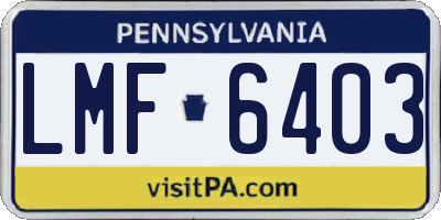 PA license plate LMF6403