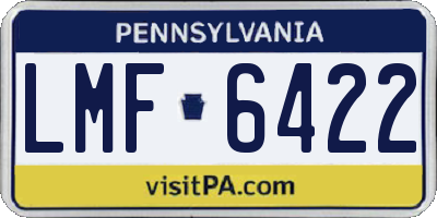 PA license plate LMF6422