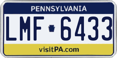 PA license plate LMF6433