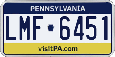 PA license plate LMF6451