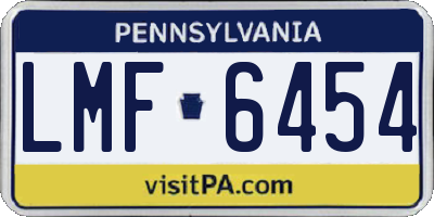 PA license plate LMF6454