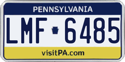 PA license plate LMF6485