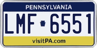 PA license plate LMF6551
