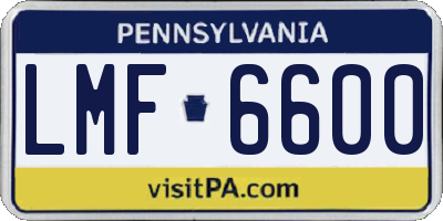 PA license plate LMF6600