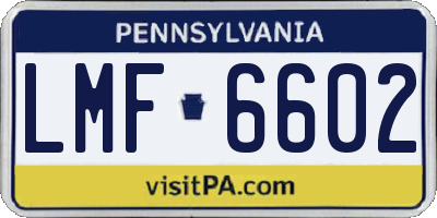 PA license plate LMF6602