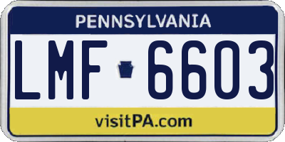 PA license plate LMF6603