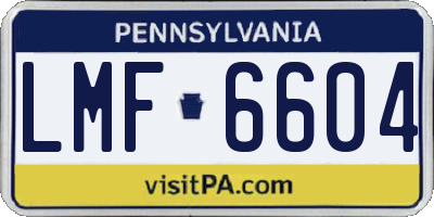 PA license plate LMF6604