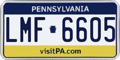 PA license plate LMF6605