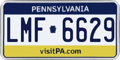 PA license plate LMF6629