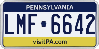 PA license plate LMF6642
