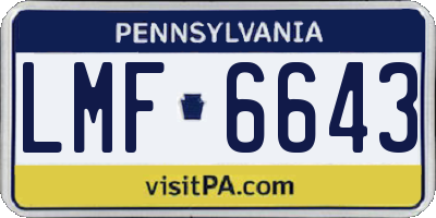 PA license plate LMF6643