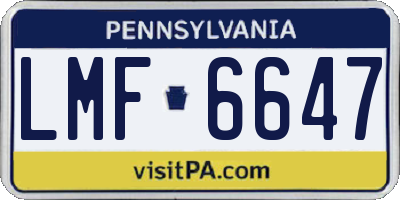 PA license plate LMF6647
