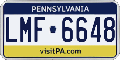 PA license plate LMF6648