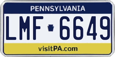 PA license plate LMF6649