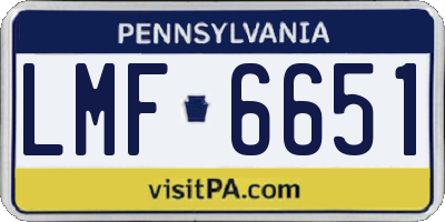 PA license plate LMF6651
