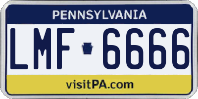 PA license plate LMF6666