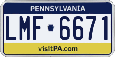 PA license plate LMF6671