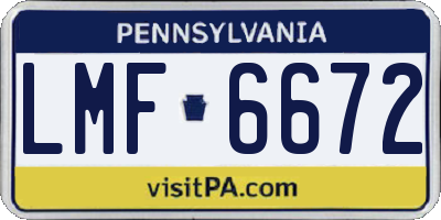 PA license plate LMF6672