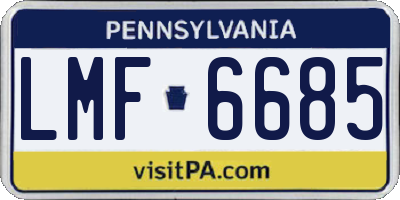 PA license plate LMF6685