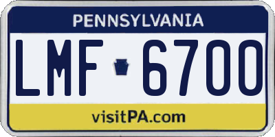 PA license plate LMF6700