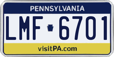 PA license plate LMF6701