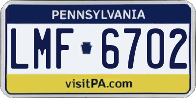 PA license plate LMF6702