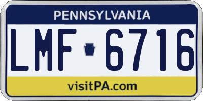 PA license plate LMF6716