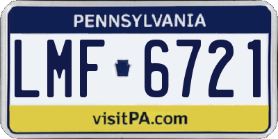 PA license plate LMF6721