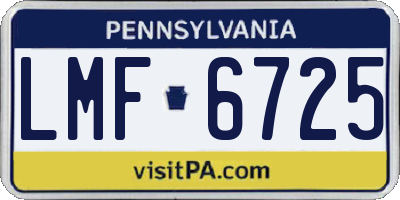 PA license plate LMF6725