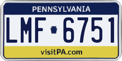 PA license plate LMF6751