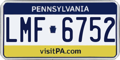 PA license plate LMF6752