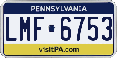 PA license plate LMF6753