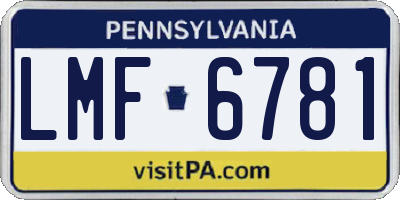 PA license plate LMF6781