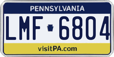 PA license plate LMF6804
