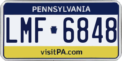 PA license plate LMF6848