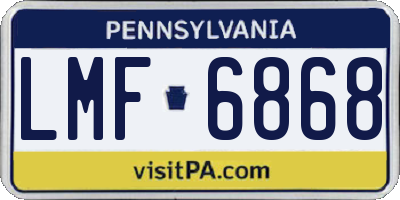 PA license plate LMF6868