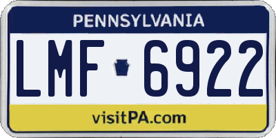 PA license plate LMF6922