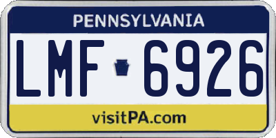 PA license plate LMF6926
