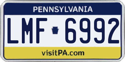 PA license plate LMF6992
