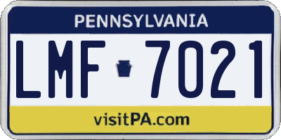 PA license plate LMF7021