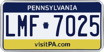 PA license plate LMF7025