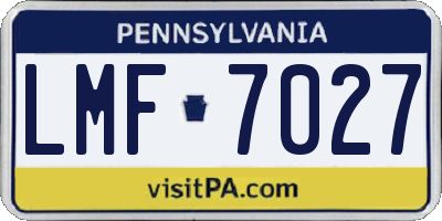 PA license plate LMF7027