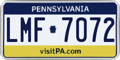 PA license plate LMF7072