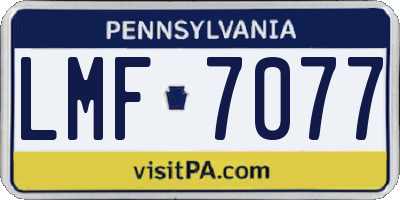 PA license plate LMF7077