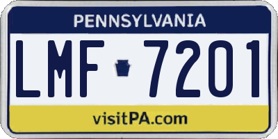 PA license plate LMF7201