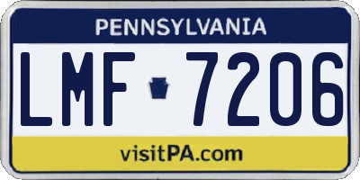 PA license plate LMF7206