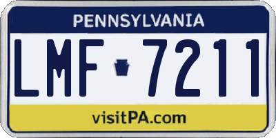 PA license plate LMF7211