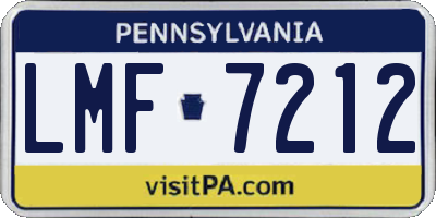 PA license plate LMF7212