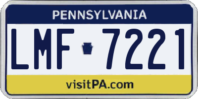 PA license plate LMF7221