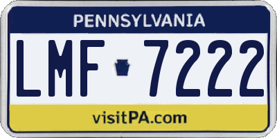 PA license plate LMF7222